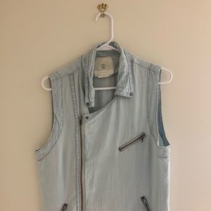 Anthropologie denim vest with zipper details